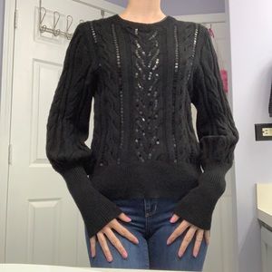 Balloon Sleeve Sequin Sweater Size Small